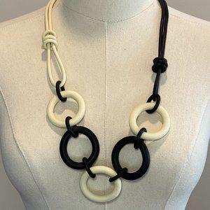 Modern Minimalist Artsy Unique Black & White Rubber Circular Necklace